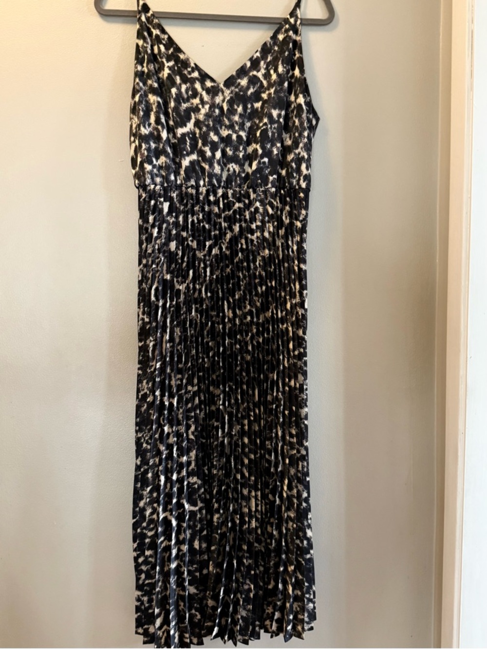 Joie Animal Print Satin Pleated Midi Dress for Wedding Guest or Special Occasion